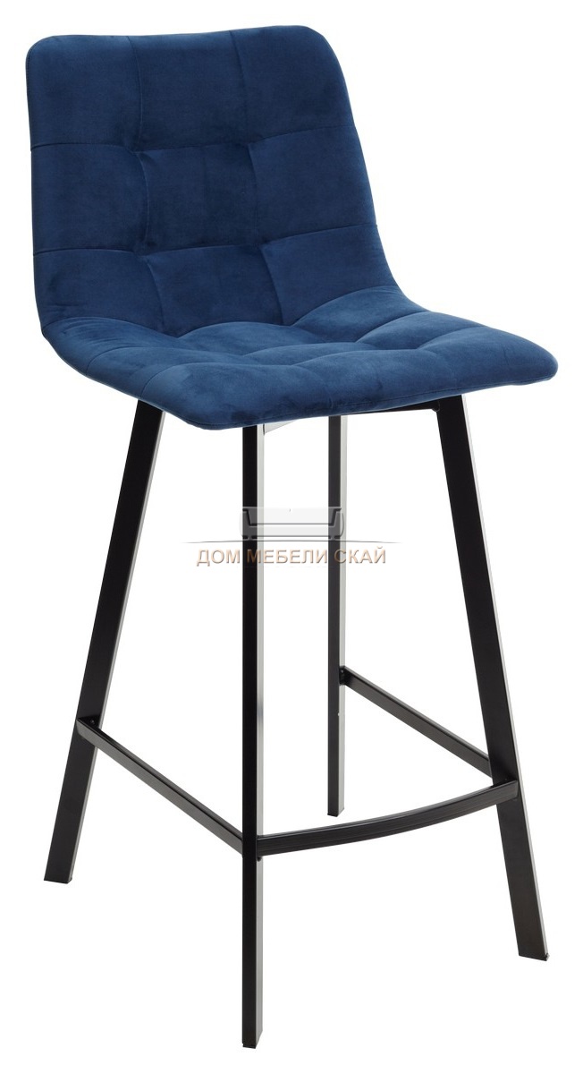 Полубарный стул CHILLI-QB SQUARE, велюр синий #29/черный каркас
