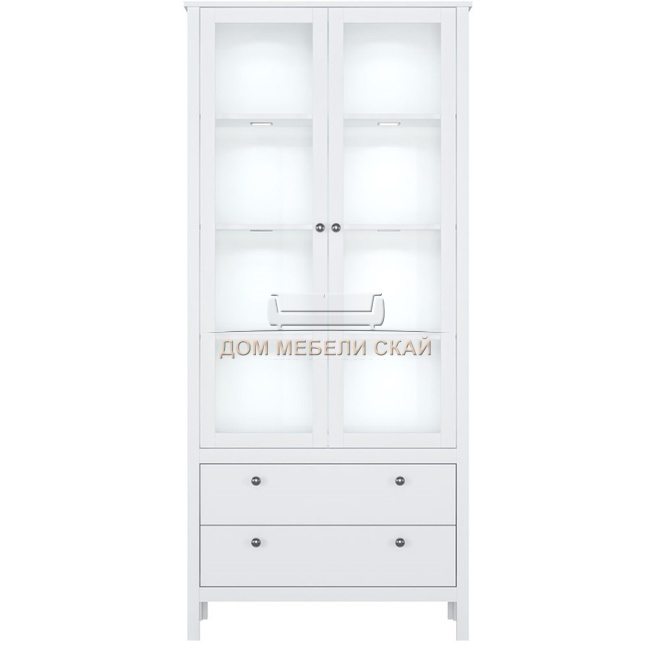 Шкаф-витрина 2-дверный с подсветкой Хельга Helga REG2W2S, белый