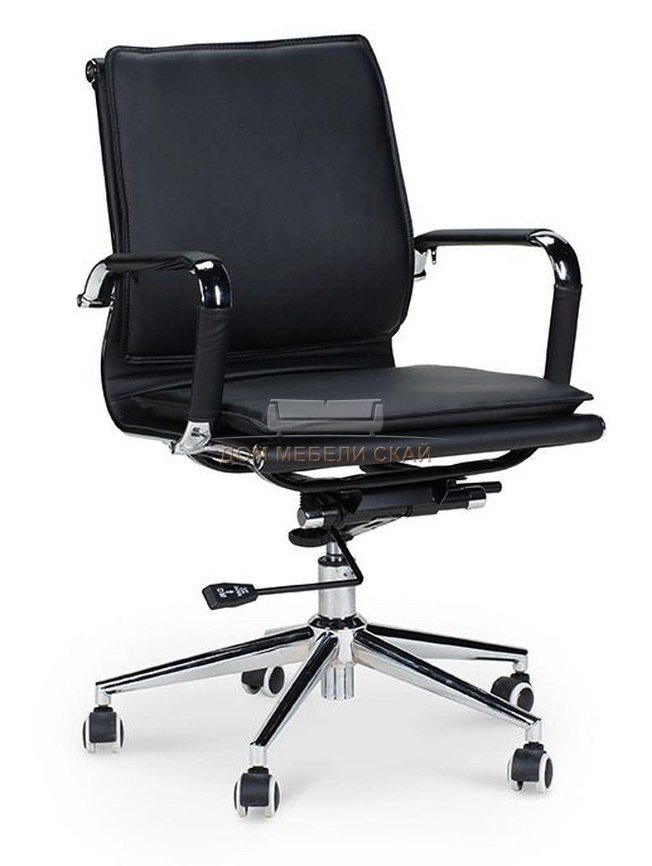 Кресло офисное Харман LB, black/хром/черная экокожа