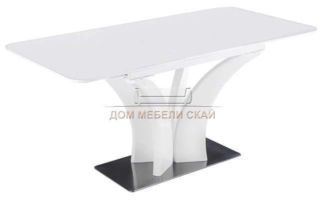 Стол обеденный со стеклом раздвижной Horns 120 super white