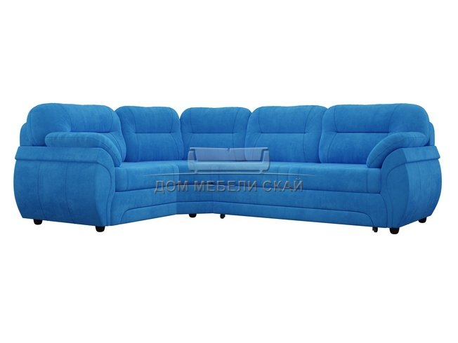 Угловой диван-кровать левый Бруклин, голубой/велюр