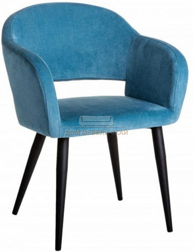 Стул-кресло Oscar, велюровый голубого цвета блю/чёрный