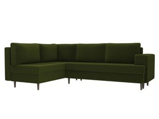Угловой диван-кровать левый Сильвана, зеленый/микровельвет