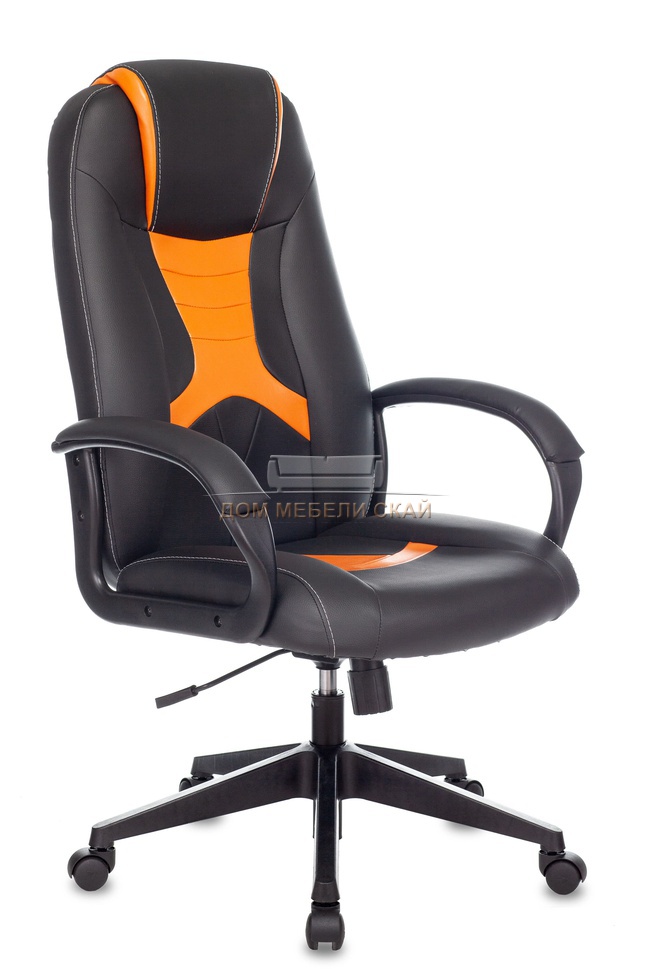 Кресло игровое TopChairs ST-CYBER 8, черно-оранжевое/экокожа