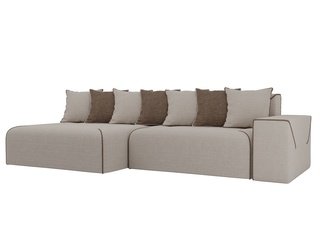 Угловой диван-кровать левый Кёльн, бежевый/коричневый/рогожка
