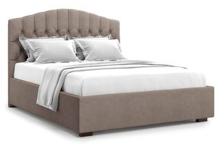 Кровать двуспальная 160x200 Lugano без подъемного механизма, коричневый велюр velutto 22