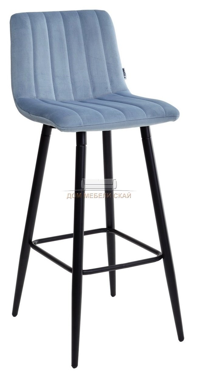Барный стул DERRY, велюровый синего цвета