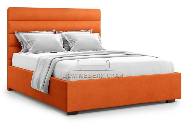 Кровать двуспальная 160x200 Karezza с подъемным механизмом, оранжевый велюр velutto 27