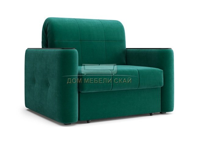 Кресло-кровать Ницца НПБ 800, velutto 33 изумрудный/накладка венге
