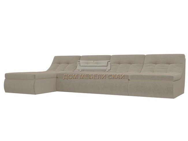 Угловой модульный диван-кровать левый Холидей, бежевый/микровельвет