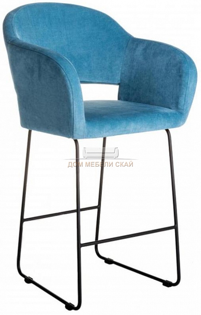 Кресло барное Oscar, велюровый голубого цвета блю/линк черный