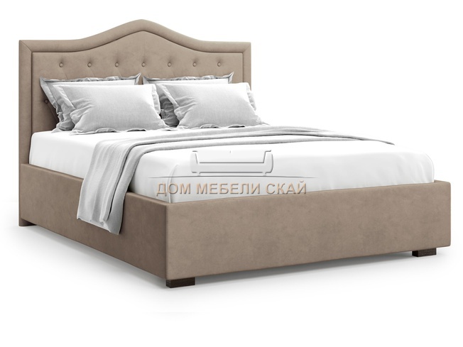 Кровать полутороспальная 140x200 Tibr с подъемным механизмом, коричневый велюр velutto 22