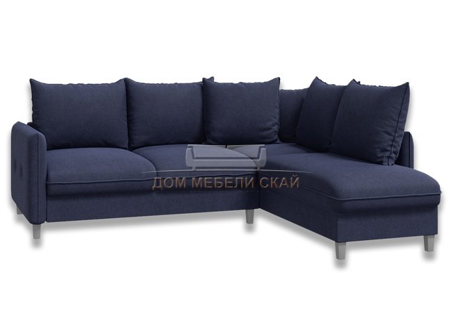 Угловой диван-кровать Лофт, темно-синий велюр