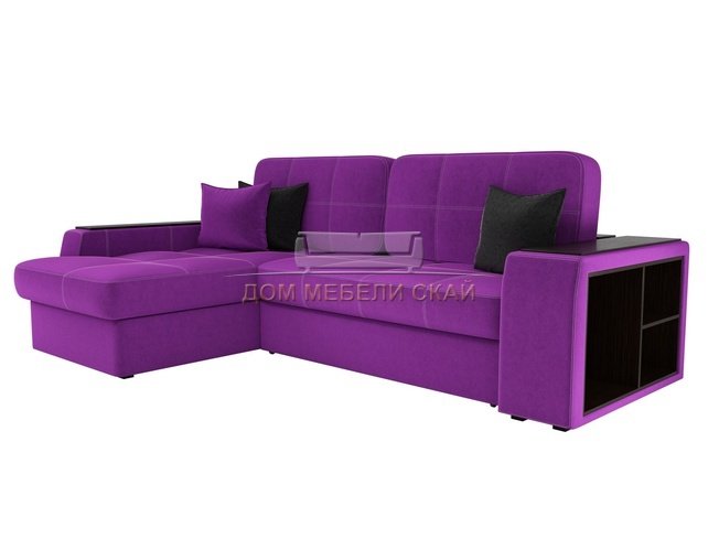Угловой диван-кровать левый Брюссель, фиолетовый/микровельвет