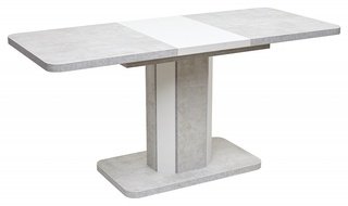 Стол обеденный раздвижной STORK 120, белый бетон/белый