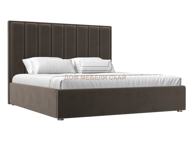 Кровать двуспальная 160x200 Афродита с ПМ, коричневый велюр