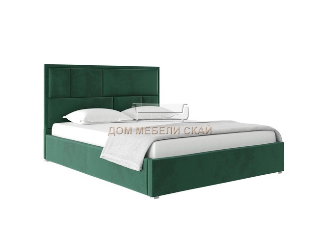 Кровать двуспальная 160х200 MADISON с ПМ, велюр зелёный