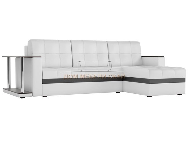 Угловой диван-кровать правый Атланта М, белый/экокожа