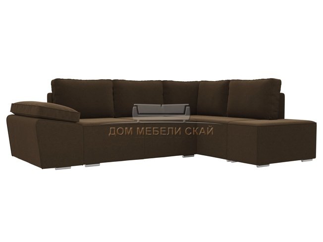 Угловой диван-кровать правый Хавьер, коричневый/микровельвет