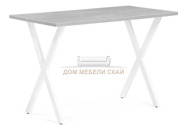 Стол обеденный Алеста Лофт 120, 25 мм бетон/белый матовый