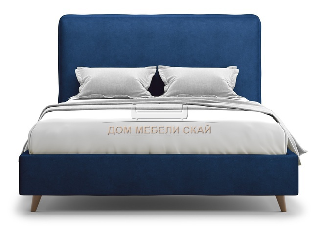 Кровать двуспальная 160x200 Brachano Lux, синий велюр velutto 26