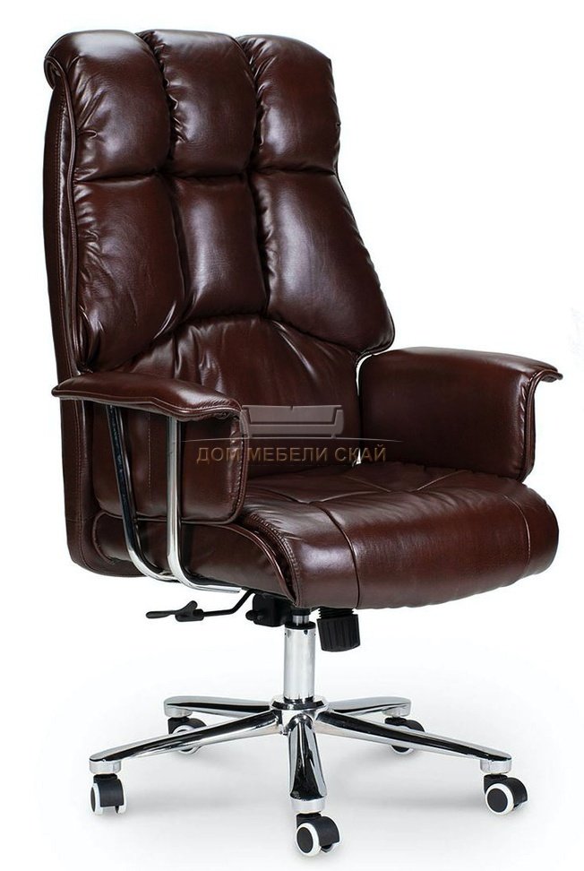 Кресло офисное Президент, сталь/хром/коричневая №70-8  экокожа