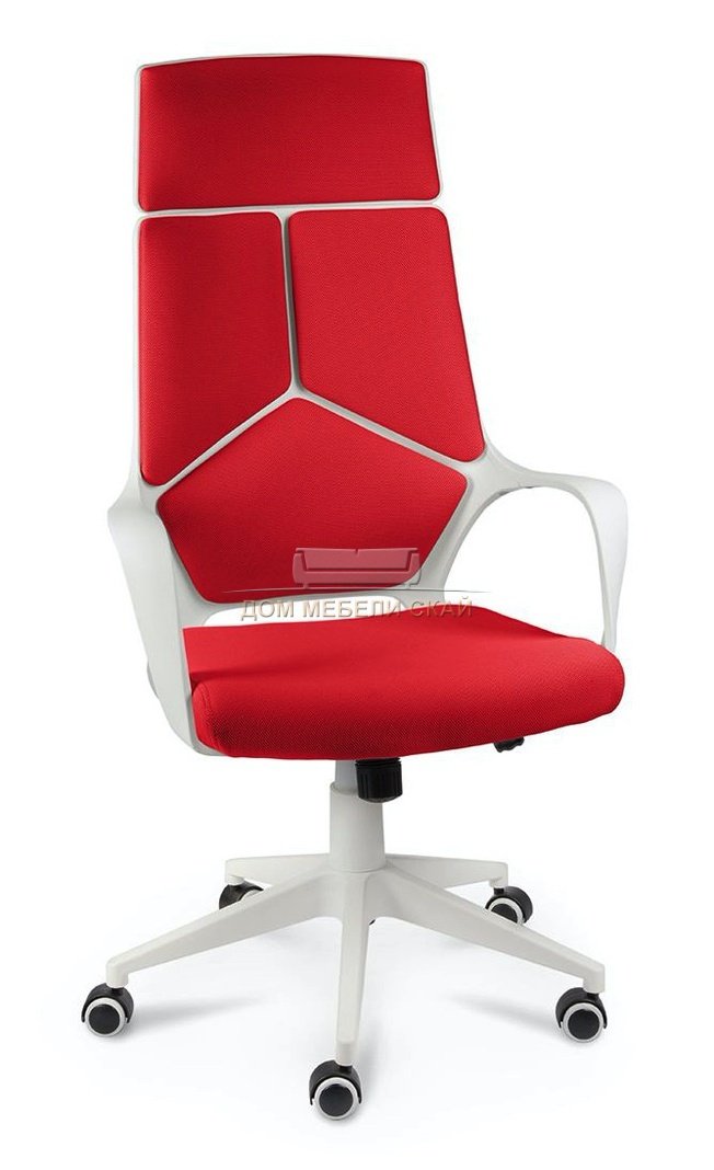 Кресло офисное IQ, white plastic/red/белый пластик/красная ткань