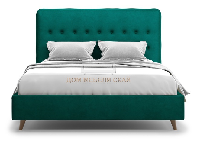 Кровать двуспальная 180x200 Bergamo Lux, зеленый велюр velutto 33