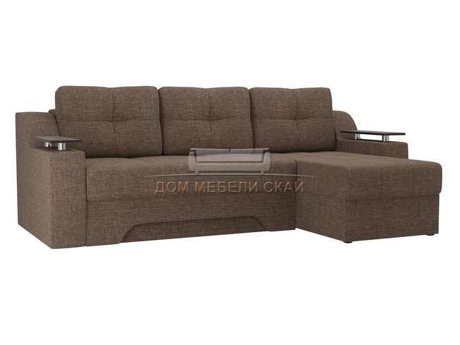 Угловой диван-кровать правый Сенатор, коричневый/рогожка