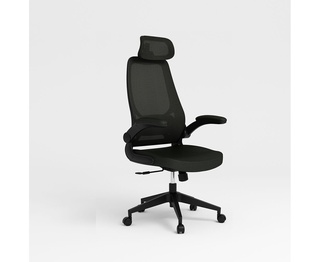 Кресло офисное Фоджа, черная сетка/черная ткань/черный пластик