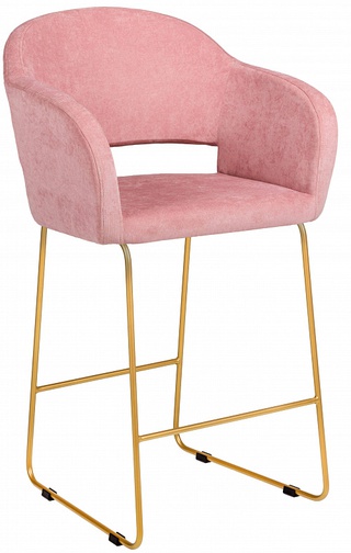 Кресло полубарное Oscar, велюровый розового цвета/линк золото