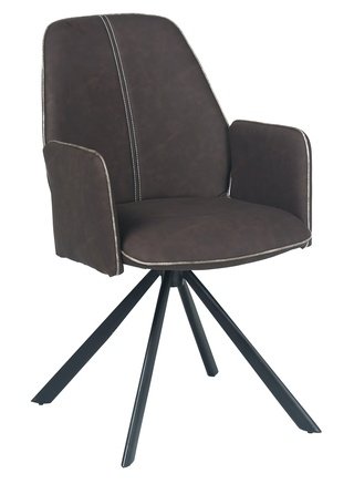 Кресло на металлокаркасе NORD, экокожа коричневого цвета/черный каркас