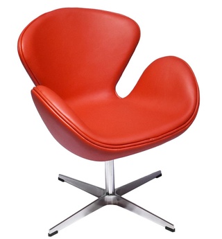 Кресло Swan Chair, кожа красного цвета