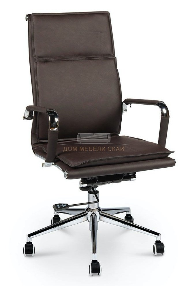 Кресло офисное Харман, brown/хром/темно- коричневая экокожа