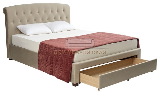 Кровать двуспальная SWEET NATALIA с ящиком 160x200 см, ткань champagne