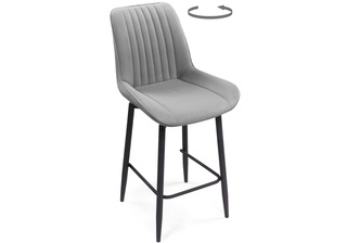 Полубарный стул Седа К крутящийся, велюр светло-серый/черный