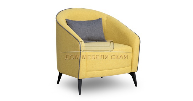 Кресло для отдыха Бернис, рогожка желтая/темно-серая/ТК 447
