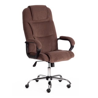 Кресло офисное Бергамо Bergamo хром, флок коричневого цвета 6