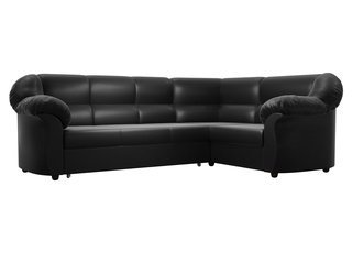 Угловой диван-кровать правый Карнелла, черный/экокожа