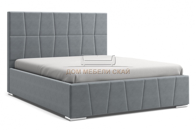 Кровать полутороспальная 140х200 Пассаж с ПМ, серый велюр