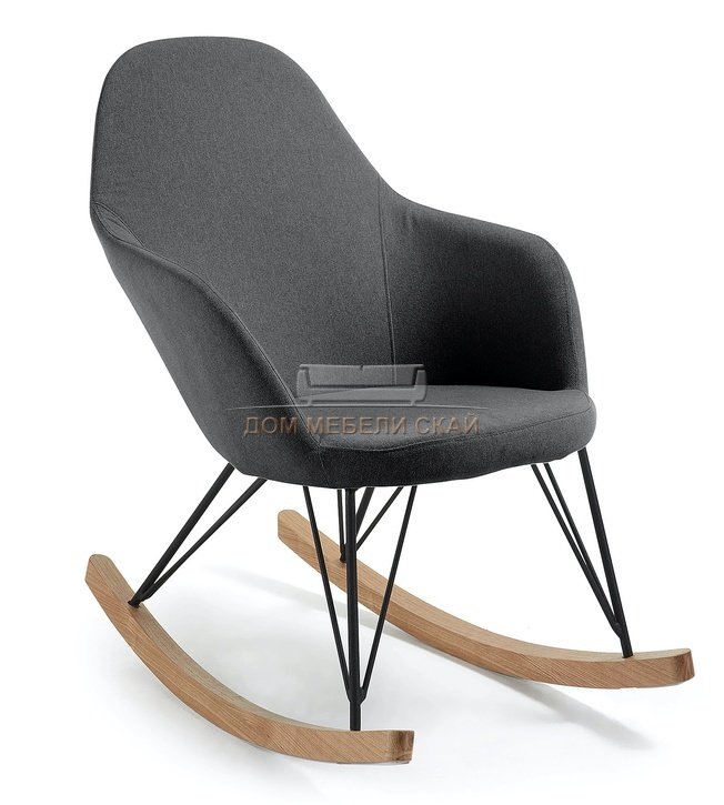 Кресло-качалка металлическая TRAVERS черная ткань темно-серый CC0021J15