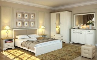 Комплект спальни Монако с 3-дверным шкафом, сосна винтаж