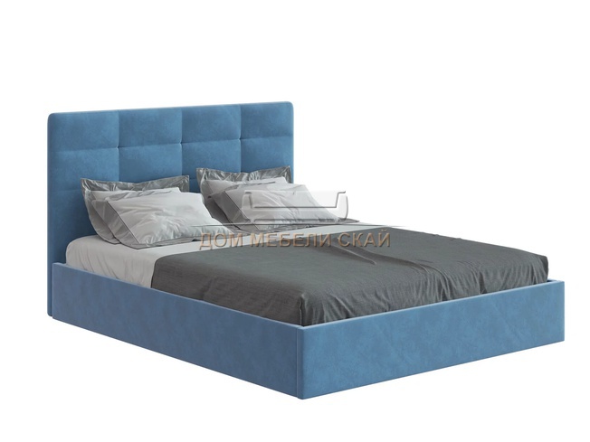 Кровать односпальная 90х200 Соната с ПМ, велюр синий