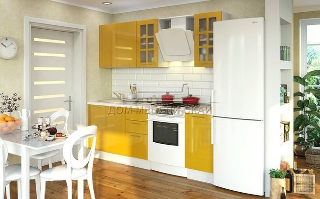 Кухня Модерн 2200, желтый глянец