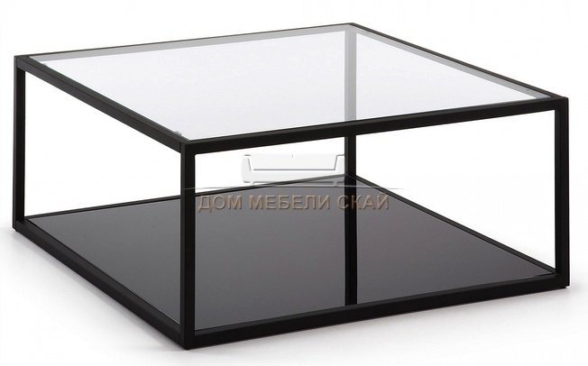 Журнальный столик квадратный Greenhill, черный/стекло