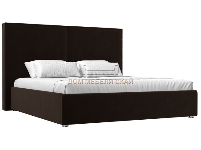 Кровать двуспальная 160x200 Аура с ПМ, коричневый микровельвет