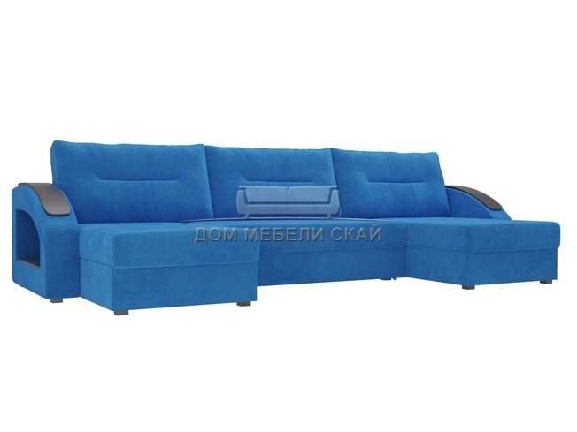 П-образный угловой диван Канзас, голубой/велюр