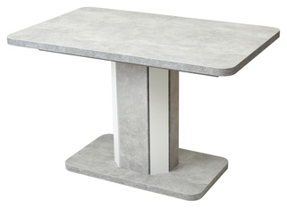 Стол обеденный раздвижной STORK 120, бетон/белый