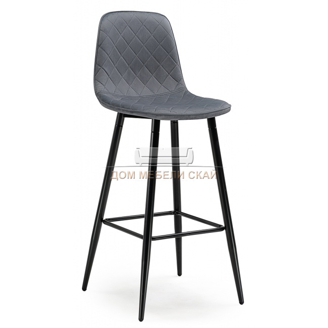 Барный стул Caprii, велюровый темно-серого цвета dark gray/черный black