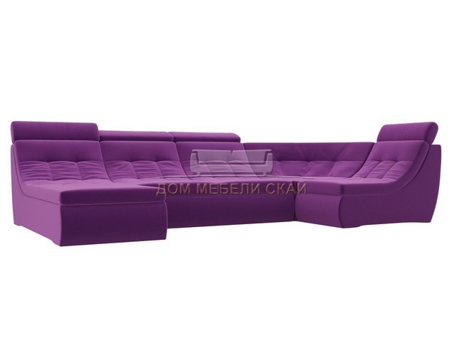 П-образный угловой диван Холидей Люкс, фиолетовый/микровельвет